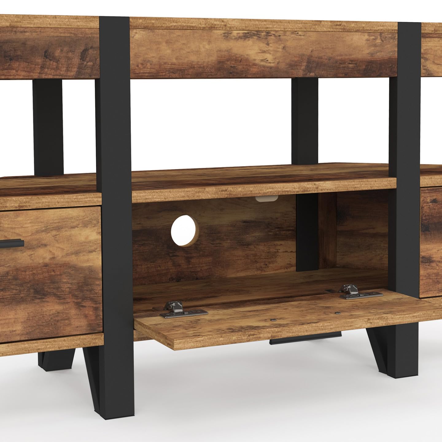 IDMarket - Mobile TV angolare in legno AUSTRIA 110 cm con gambe a perno e cassetti