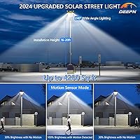 Vista 2 de Deepn Solar Street Light, Commercial Grade Solar Lights Outdoor IP67 Waterproof, 8700W LED Flood Security Lights Motion Sensor & Dusk to Dawn
