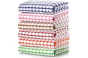 Dish Towels for Drying Dishes: LAZI Kitchen 16"x25" Cotton Towels, 6-Pack