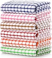 LAZI 6-Pack Cotton Kitchen Dish Towels 16x25 Inch - Ultra Absorbent, Durable Dish Cloths for Drying Dishes, Clothes & More