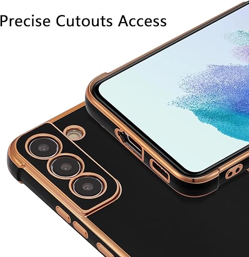 Miniatura 10 de RALEAVO Funda para Samsung Galaxy S21 FE 5G, cubierta de lujo con borde chapado de lujo, delgada, ligera, brillante, funda para teléfono, TPU suave,