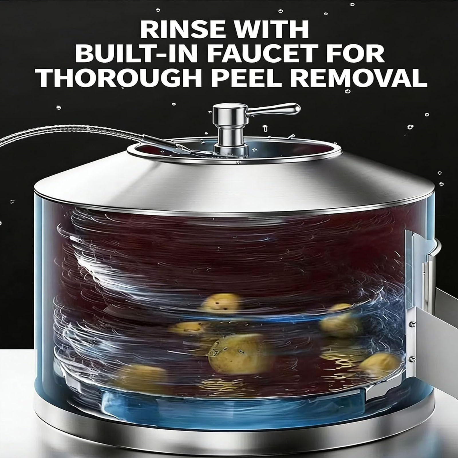 Pelapatate Professionale Da 1500 W, Capacità 240 Kg/h, Rivestimento Abrasivo In Sabbia Rossa, Tubo Di Spruzzo Dacqua Integrato, Interruttore Impermeabile, Per Pelare Patate, Taro, Patate Dolci E