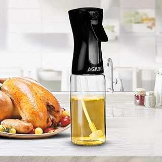 AGARO Elegant Oil Sprayer For Cooking, 200 Ml, Glass Body, Refillable Cooking Oil Spray Bottle, Oil Spritzer, Widely Used For Salad Making, Baking, Frying, Bbq, Portable,Brown