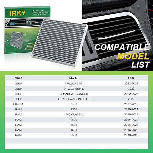 Miniatura 3 de CF11671 - Filtro de aire de cabina de repuesto con carbón activado CP671 compatible con RAM 1500 2016-2025, RAM 250035005500 2016-2024, RAM 4500