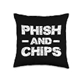 Phish and Chips Funny Hacker Throw Pillow