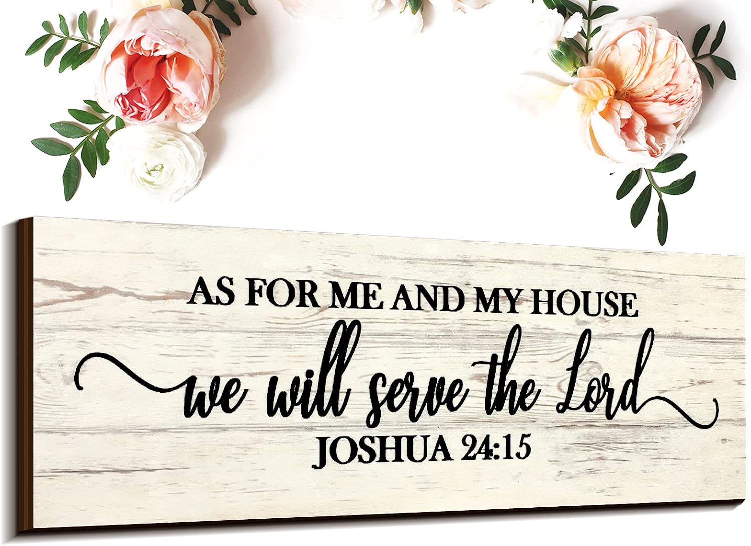 Jetec As for Me and My House We Will Serve The Lord Wall Sign Rustic Wooden Hanging Wall Decor Farmhouse Wall Decoration for Home Living Room Bedroom, Bible Verse Sign,16.5 x 5.9 Inch, White