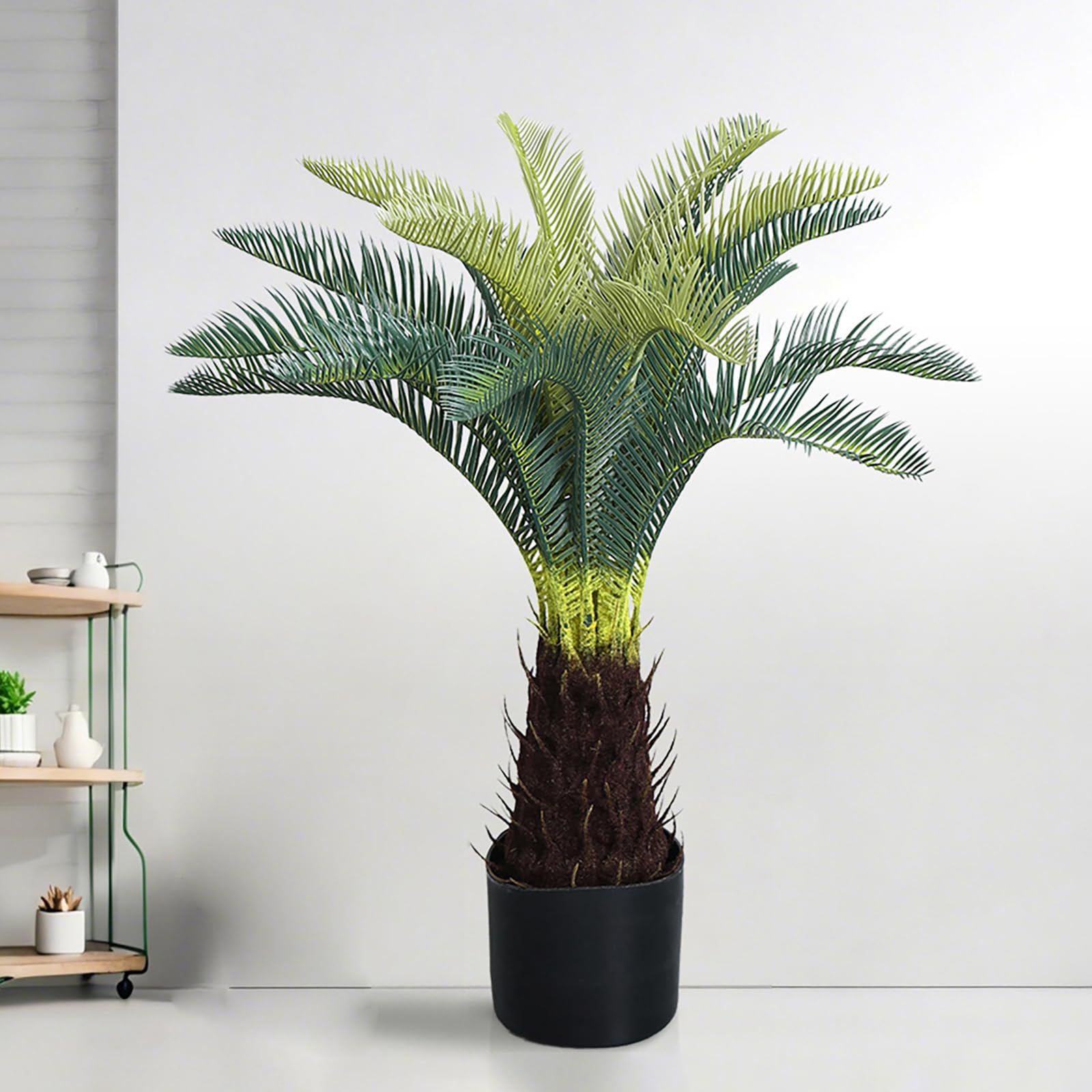 Cycas Artificiel En Pot, Plante D'intérieur Aux Feuilles Vertes Réalistes