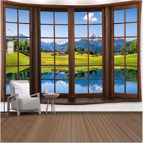 Miniatura 3 de WANLIAN Tapiz de bosque, tapiz de pared, tapiz de montaña, para el hogar, oficina, dormitorio, decoración interior y exterior, tamaño grande, 59