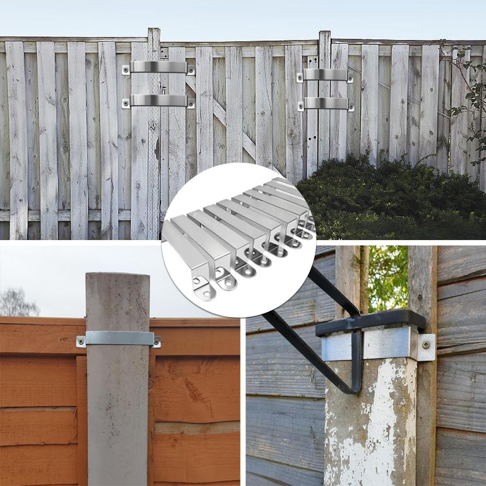 10PCS 304 Stainless Steel Fence Post Security Brackets - Heavy Duty U-Shaped Stabilisers to Silence Wobbly Fencing (Silver) - Image 4