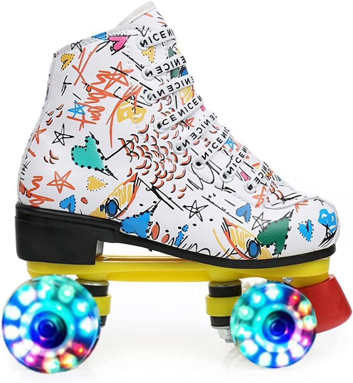 Double Row Roller Skates-Comfortable Pu Leather Microfiber Material 4 Roller Skates Suitable for Beginners, Teenagers and Adults,B1-38