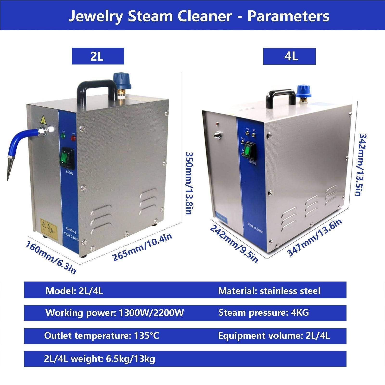 Pulitore a Vapore per Gioielli Professionale Macchina 2L/4L 1300W/2200W Attrezzatura per Oro Argento Studi Gioielleria Negozio Riparazione Lavaggio 135°C