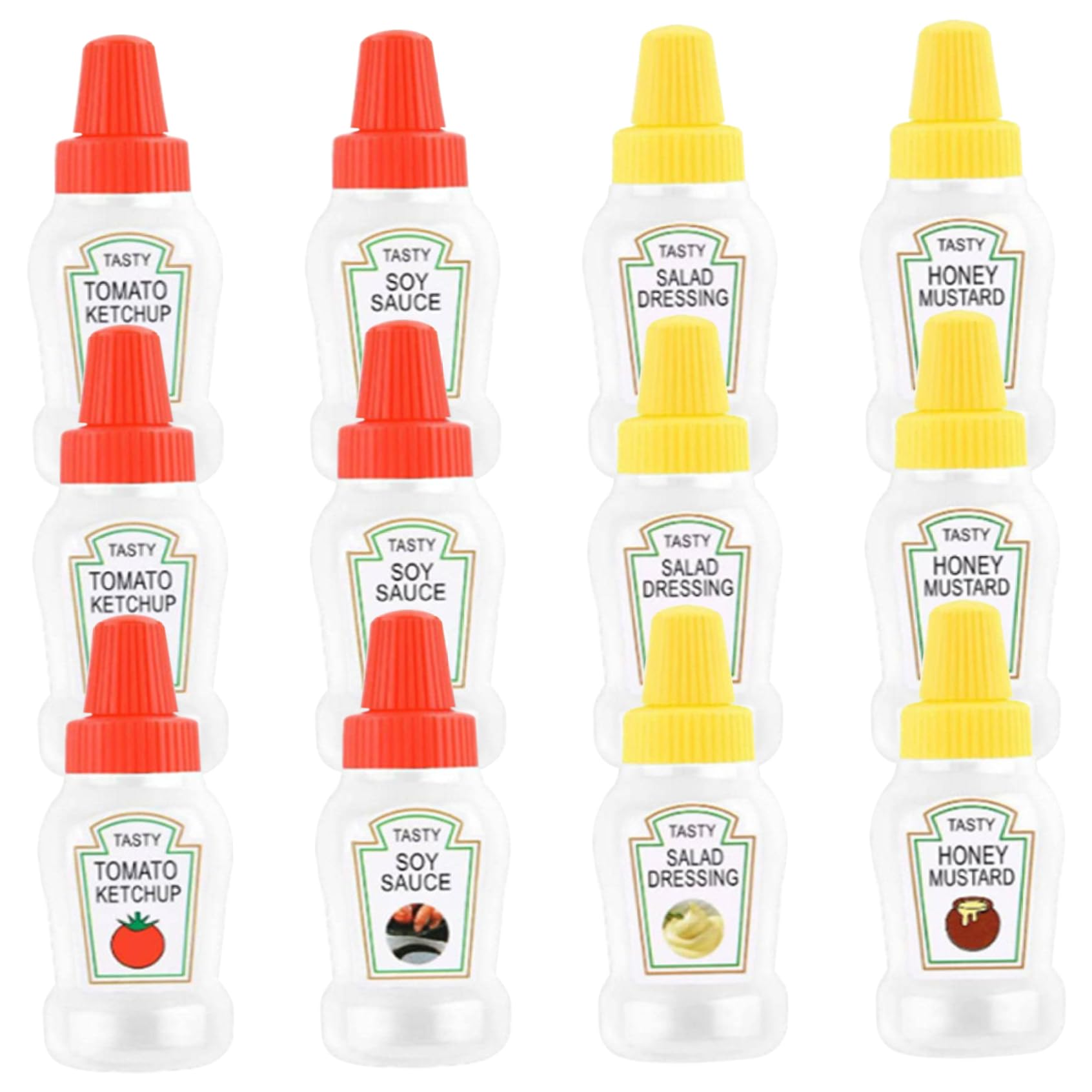 Ngbbby 12Pcs Mini Ketchup Bottle, 1.2X3 Empty Mini Condiment Squeeze Bottles, Plastic Salad Dressing Containers With Sealing Lid For Soy Sauce, Honey, Salad Dressing, Picnic, Camping, Ketchup Bottle