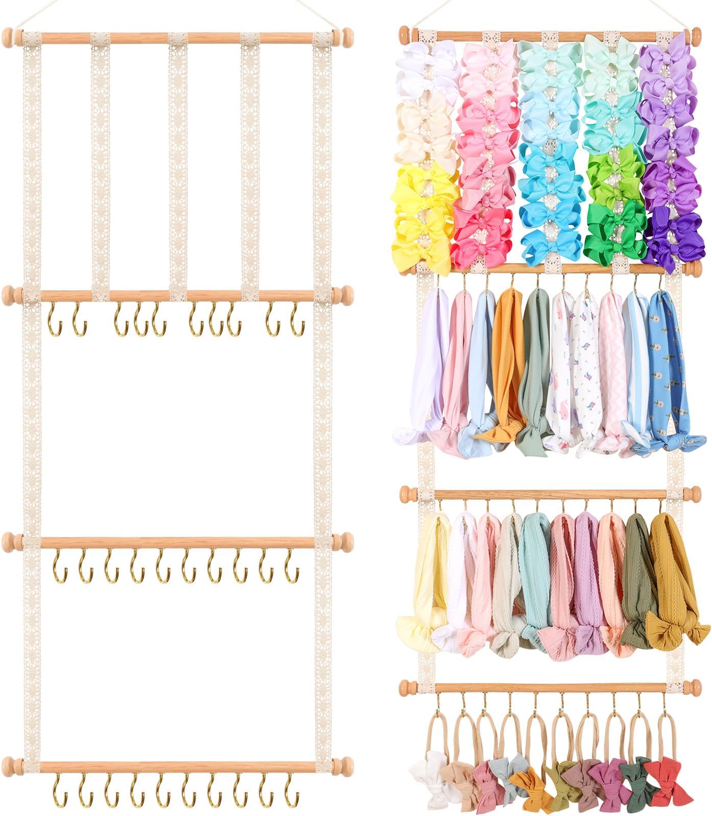 POVETIRE Hair Bows Organizer for Baby Girls Hair Accessories Storage Hanging Display Stand for Wall Room Nursery Decor