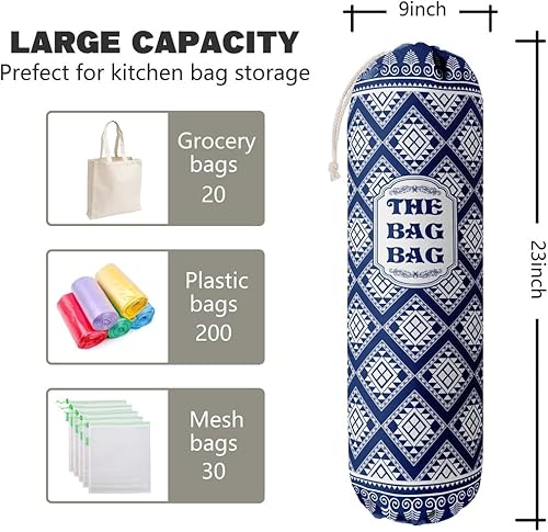 Miniatura 2 de The Bag - Soporte para comestibles, organizador rústico para bolsas de compras, dispensador de contenedores de almacenamiento de plástico para
