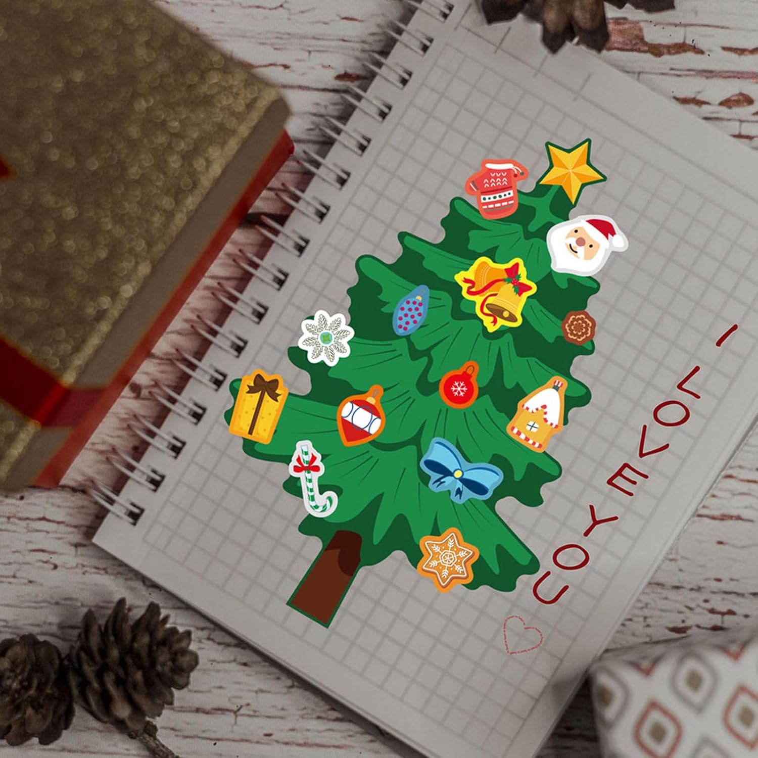 24 Sheets Christmas Stickers for Kids - Make Your Own Face Stickers for Crafts, Party Favors & Classroom Activities Santa and Christmas Tree