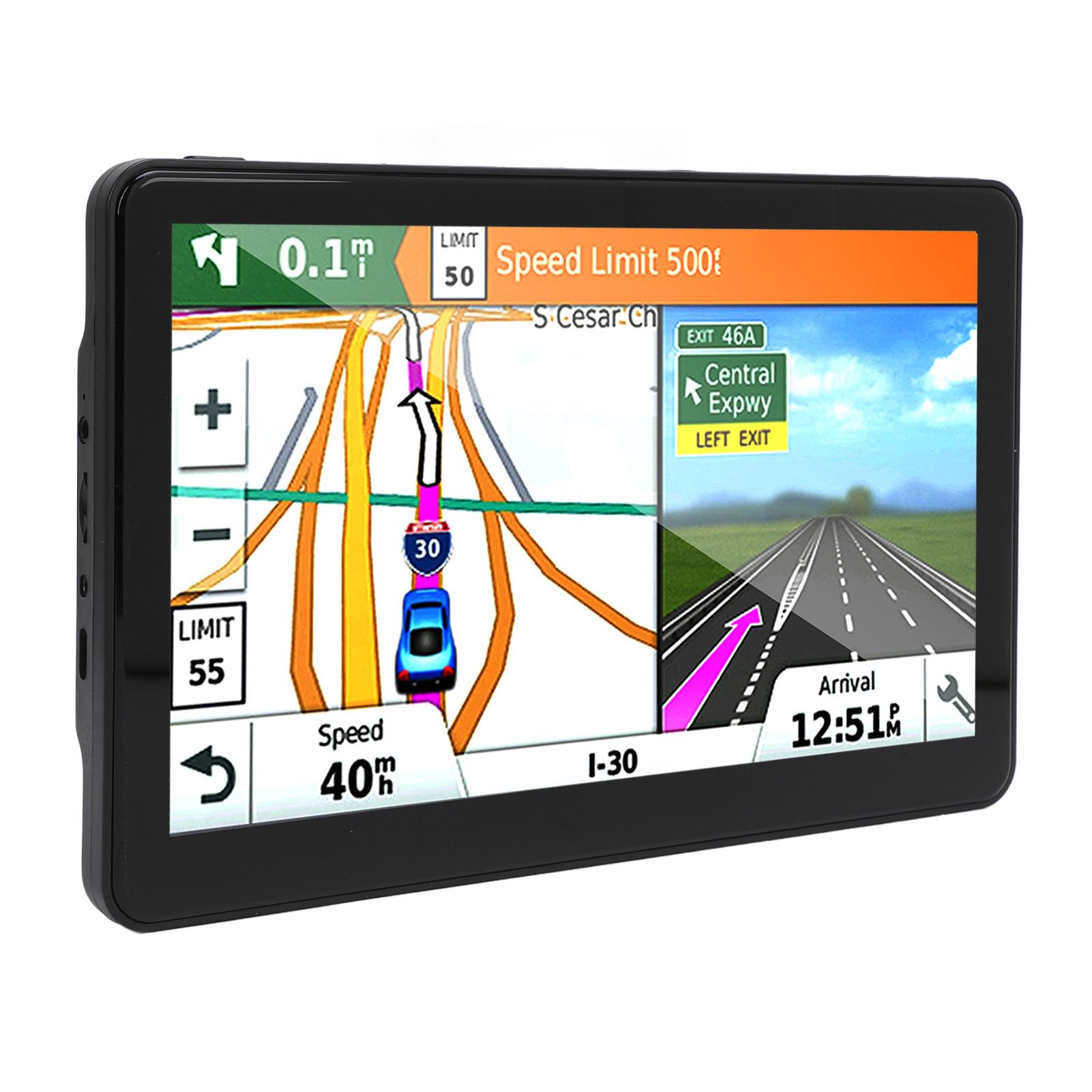 Tragbares Auto-Navigationssystem, 9-Zoll-Auto-Navigationssystem für CarPlay Wireless für Auto 2,5-D-Glas-Touchscreen-Auto-Navigationssystem