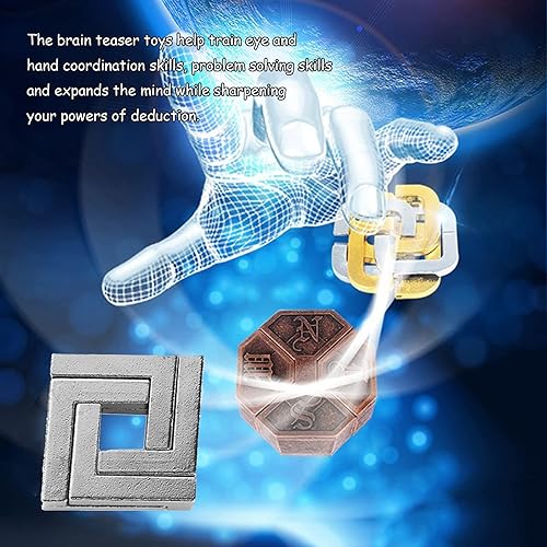 Miniatura 8 de Rompecabezas de 4 piezas, rompecabezas de metal, desbloquea el juego de prueba de coeficiente intelectual, juguete de truco mágico para niños y
