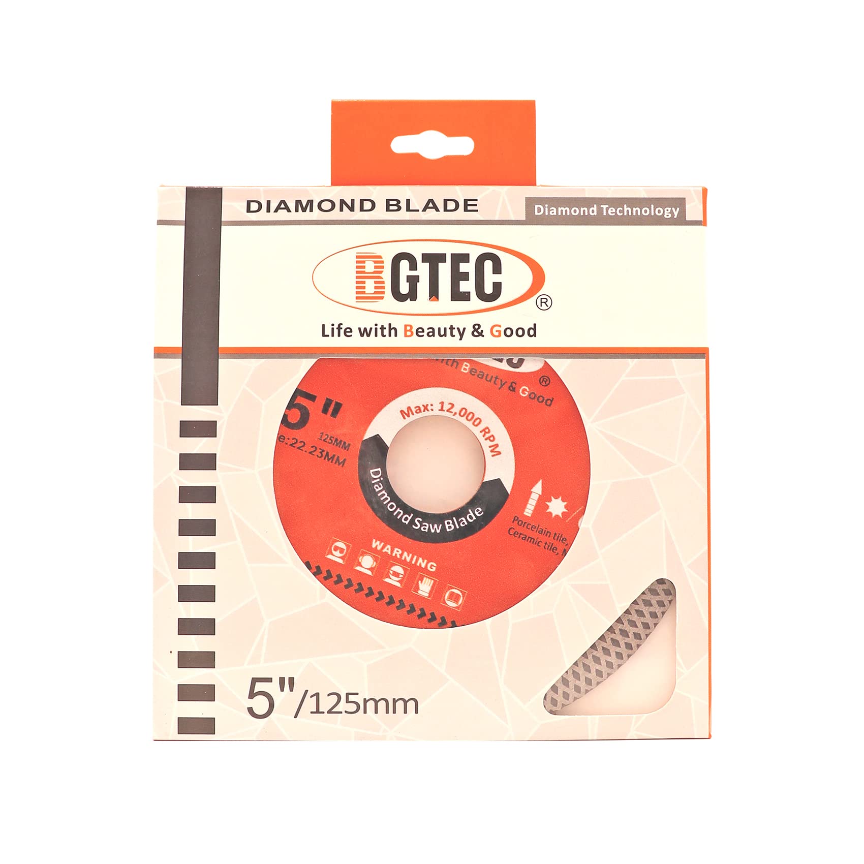 Supercienkie diamentowe ostrze do płytek z krawędzią siatkową, BGTEC 5 szt. 125 mm x trzpień 22,23 mm tarcza do cięcia na sucho lub na mokro porcelanowa ceramiczna marmurowa granit