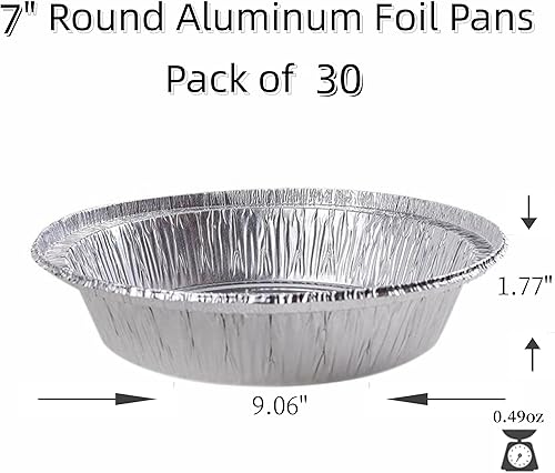 Miniatura 2 de Sartenes redondos de aluminio desechables de 7 pulgadas con tapas transparentes (paquete de 30), aptas para congelador y horno, para hornear,