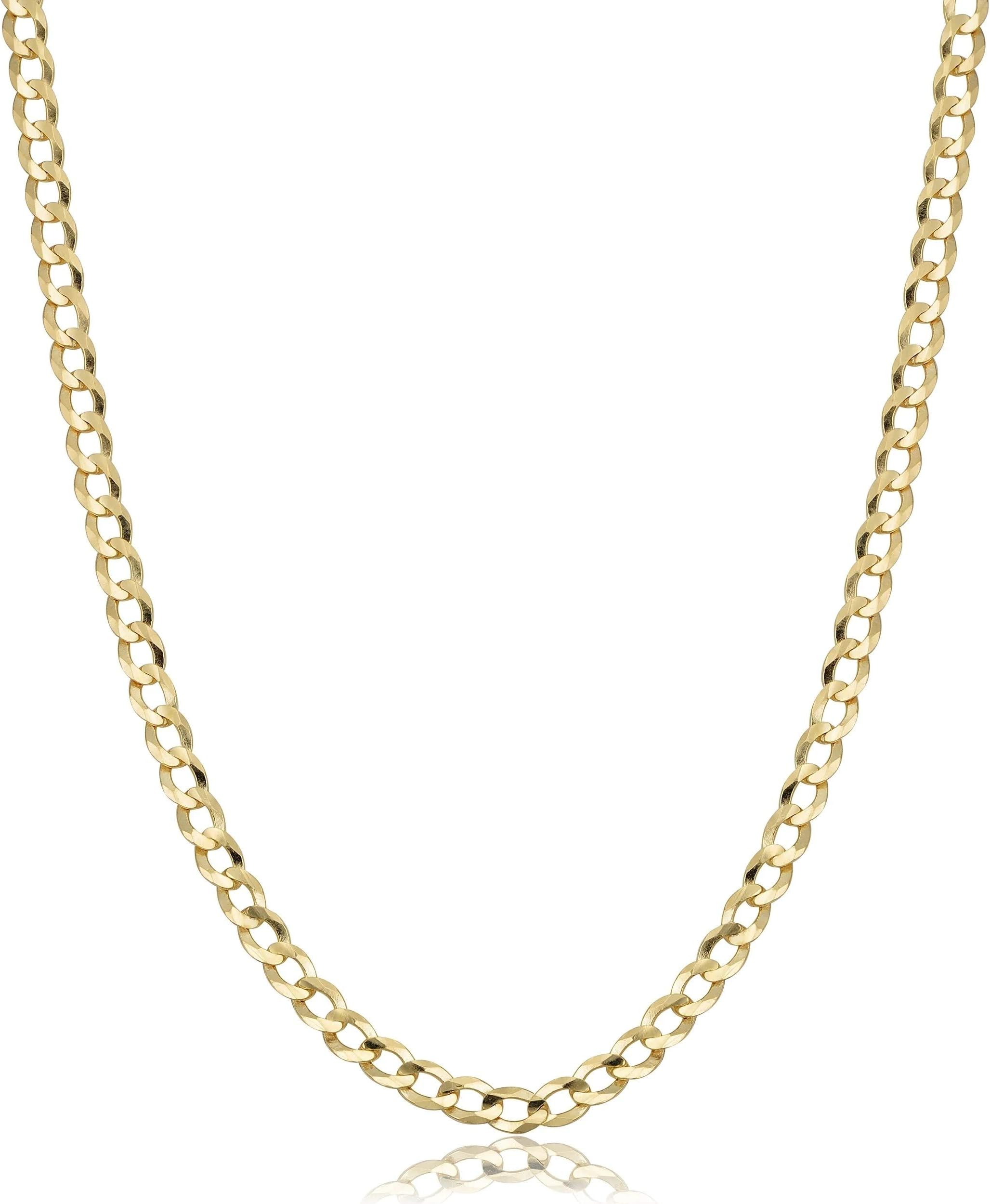 Verona Jewelers10K Gold Unisex 2.2mm Italian Cuban Curb Link Chain Necklace- 10K Necklaces, 10 Karat Gold Chain, 16" 18" 20" 24" 30"