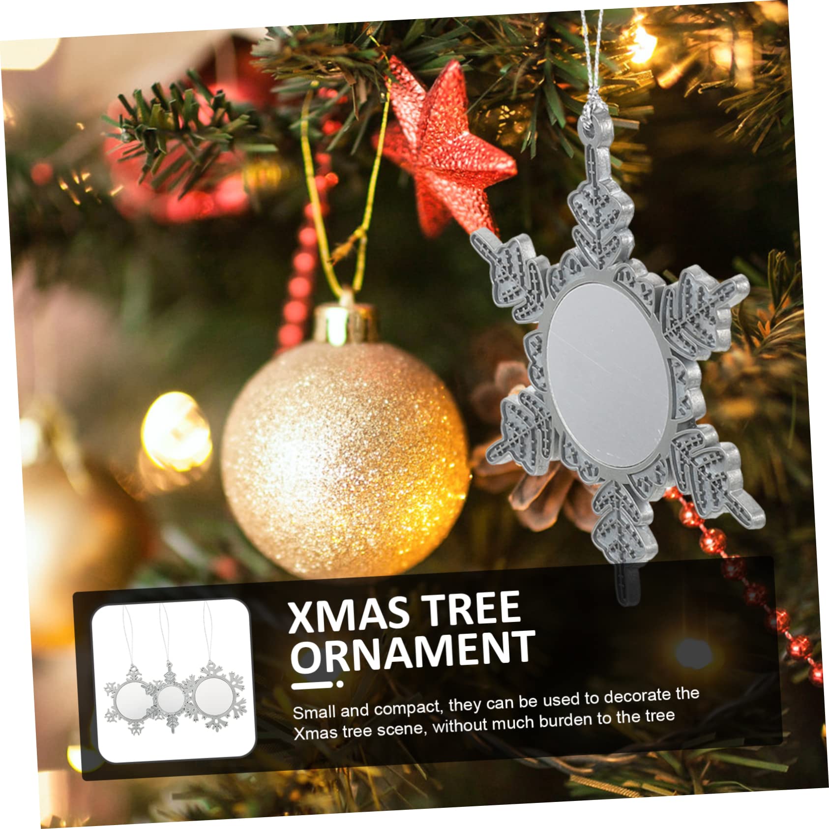 EXCEART 9 Piezas De Nieve De Sublimación Adornos Colgantes para Arbol De Navidad Adornos De Recuerdo DIY Adornos De Fotos para El Árbol Decoración Navideña Accesorios Aleación Metal