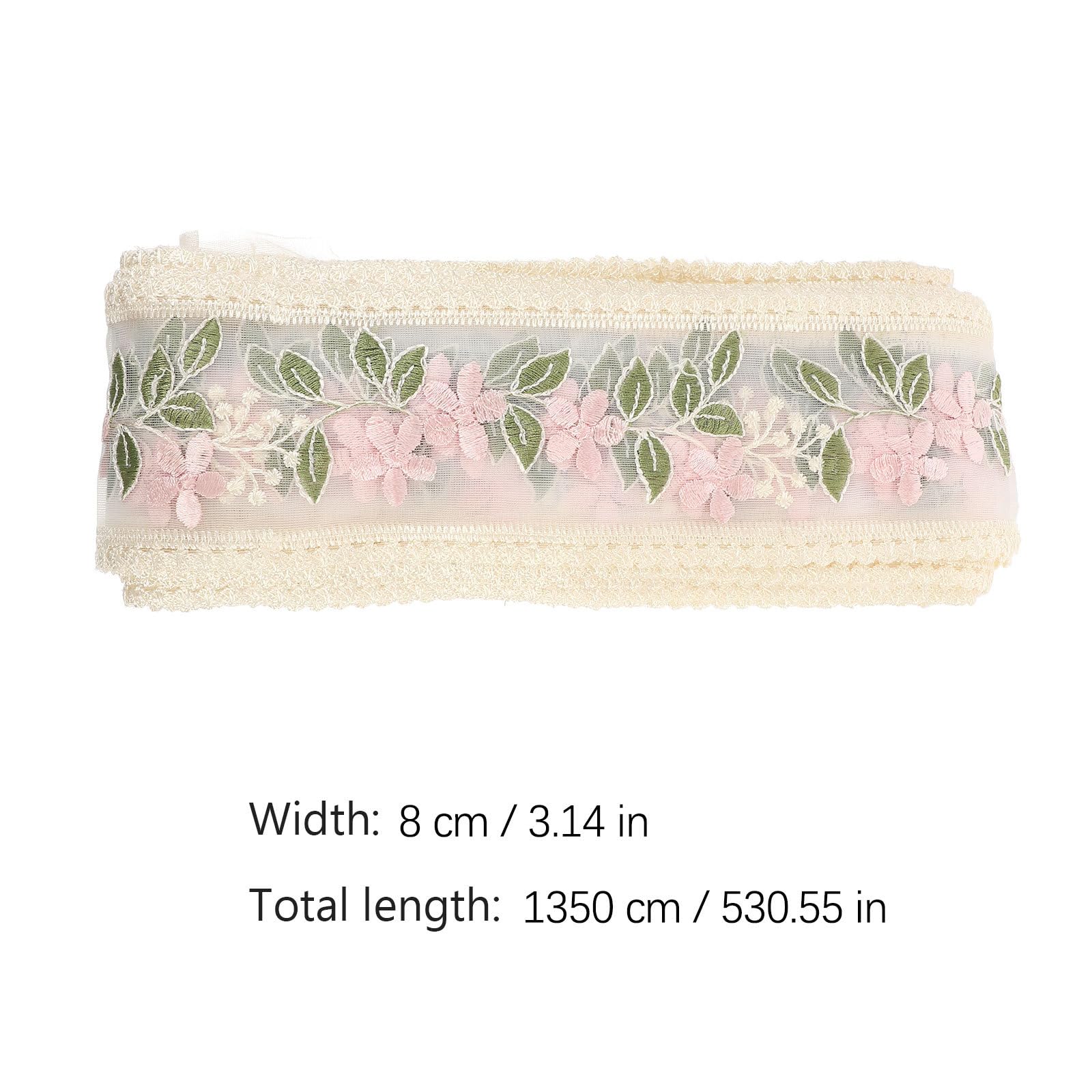Encaje Bordado Floral Adorno para Costura 15 Yardas de Algodón | Ribete para Prendas y Manteles, Uso en Manualidades y Fiestas, Patrón de Flores
