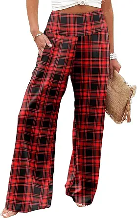 JZC Women's Palazzo Lounge Pants Casual Wide Leg Pants High Waist Flowy Toursers with Pockets