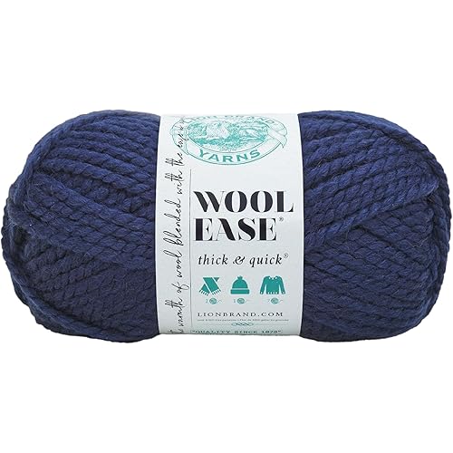 Lion Brand Yarn (1 Skein) Wool-Ease Thick & Quick Bulky Yarn, Navy