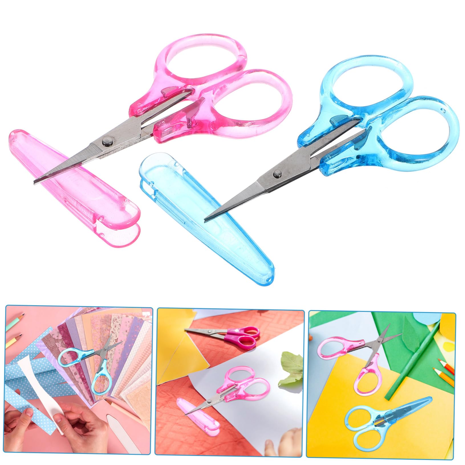HOMSFOU 5 Ensembles Ciseaux Avec Couverture Protectrice Tissu Ménage but Coudre Ciseaux Couture Point Petit Ciseaux De Bricolage Outils De Coupe D'artisanat Acier Inoxydable 2 Pièces * 5