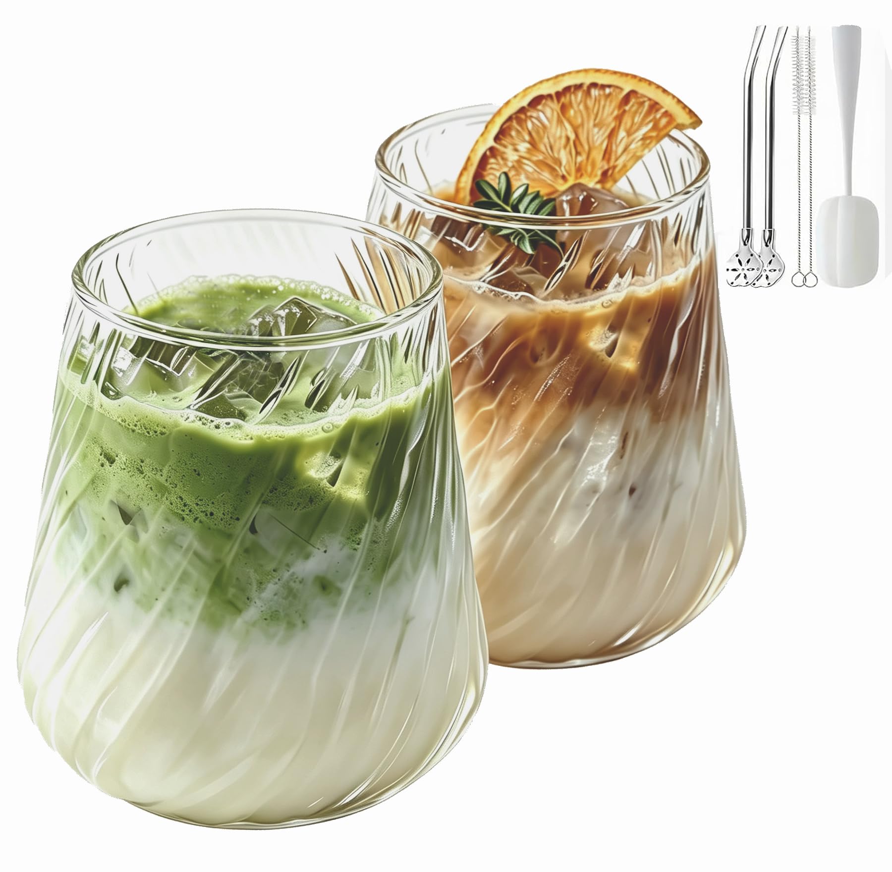 COEWUR 2pk Drinking Tumbler Glasses 380ml Transparent Water Glasses