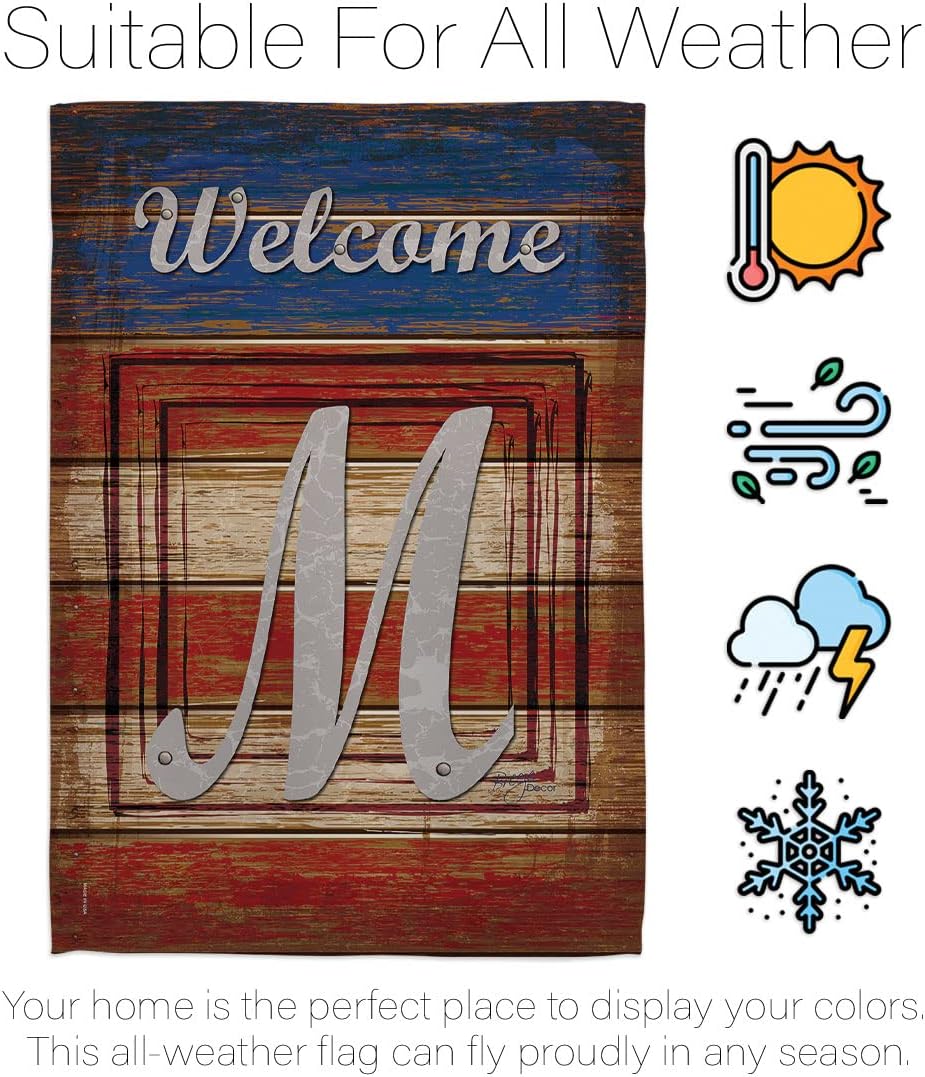 Breeze Decor G180117 Patriotic M Initial Americana Patriotic Impressions Decorative Vertical Garden Flag 13" x 18.5" Printed In USA Multi-Color