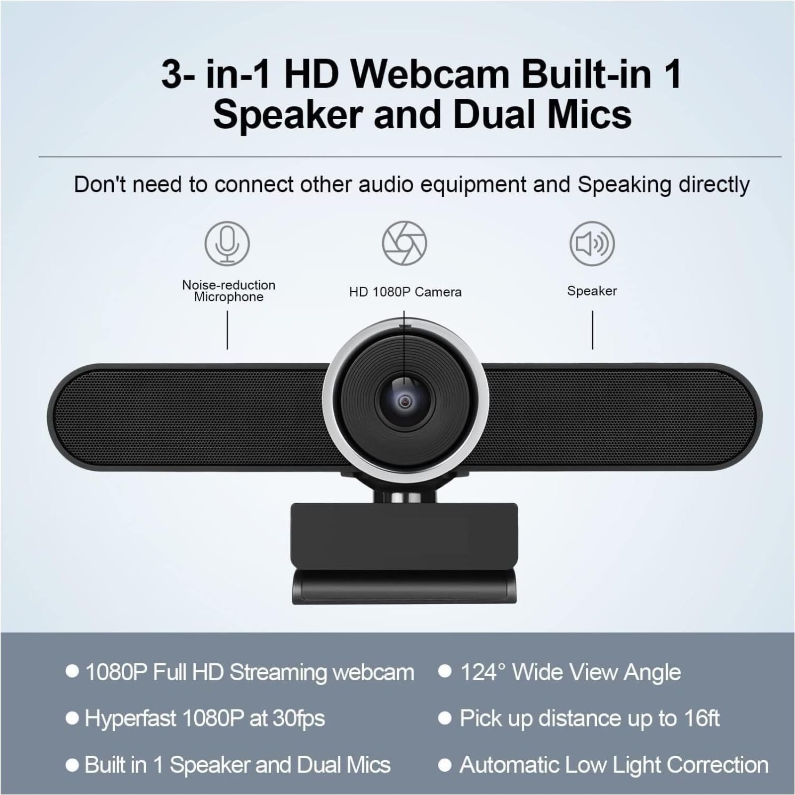 Cámara web para PC, Streaming De Cámara Web Con Micrófono Y Altavoces