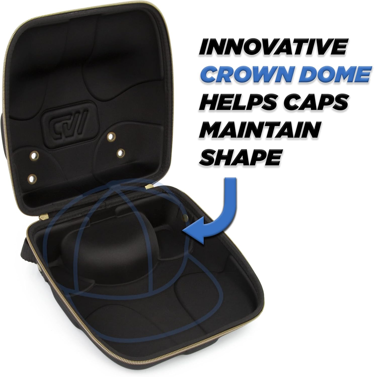 CASEMATIX Hat Travel Case for up to 3 Baseball Caps with Crush-Resistant Hard Shell Outer, Metal Travel Carabiner and Comfortable Handle - Portable Hat Case Carrier for Travel and Hats Storage