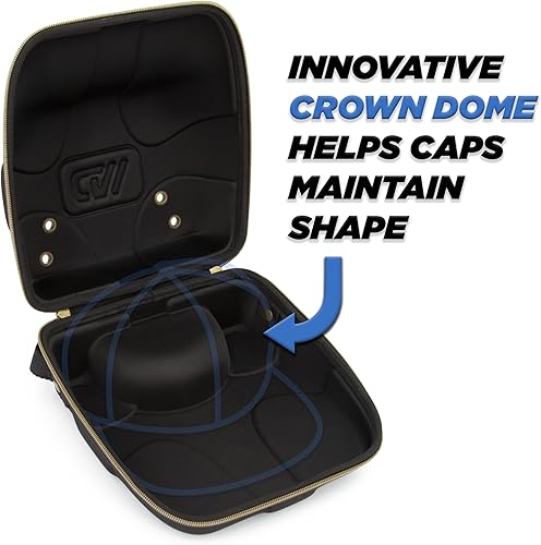 Miniatura 6 de CASEMATIX Estuche de viaje para hasta 3 gorras de béisbol con exterior rígido resistente a los golpes, mosquetón de viaje de metal y mango cómodo,