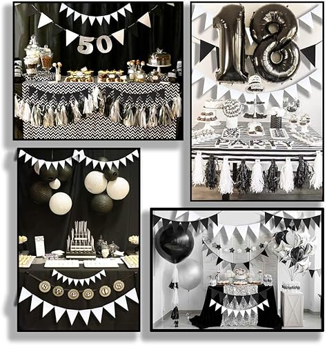 Miniatura 2 de Aimto Bandera triangular blanca de 20 pies para decoraciones de fiesta, 30 banderas