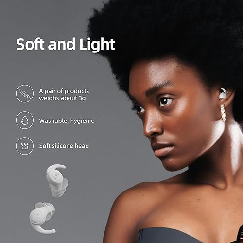 Miniatura 10 de Tapones para los oídos, cómodos tapones para los oídos reutilizables que reducen el ruido, auriculares con cancelación de ruido de aleta de tiburón