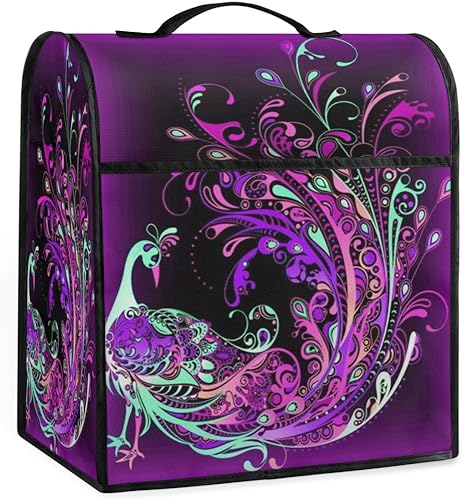 Colorida funda para batidora de pie abstracta color morado pavo real compatible con mezclador de 6 a 8 cuartos de galón, se adapta a todos los