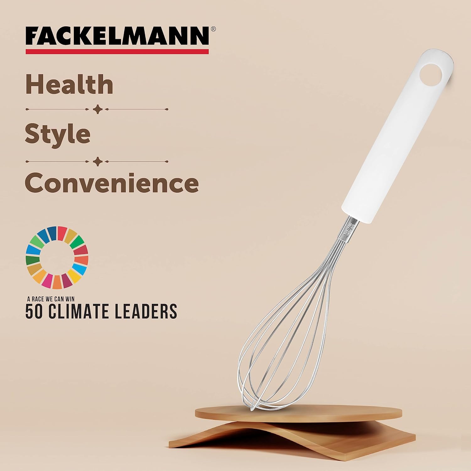 Fackelmann 11, 4" Of Pp/Stainless Steel "Arcadalina" Egg-Whisk, White/Silver