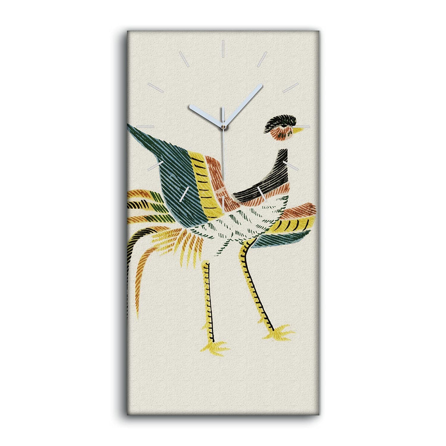 Horloge sur Toile Art Moderne Tableau Oiseau Asiatique Silencieux de Luxe