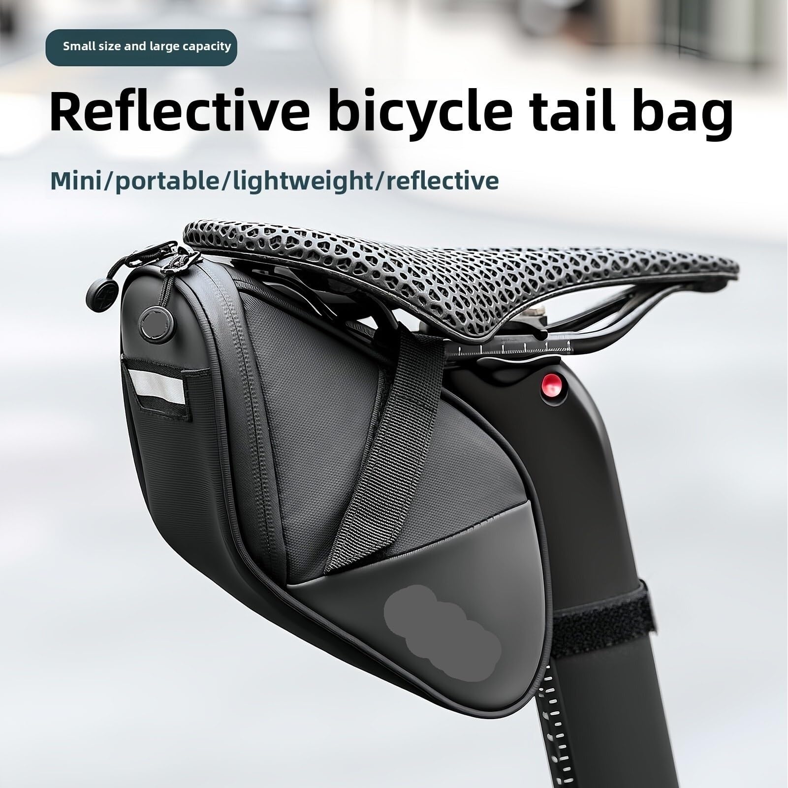 Borsa Da Sella Bici Borsa for bicicletta da 1,8 l, riflettente, impermeabile, portatile, da strada, da sotto il sedile.