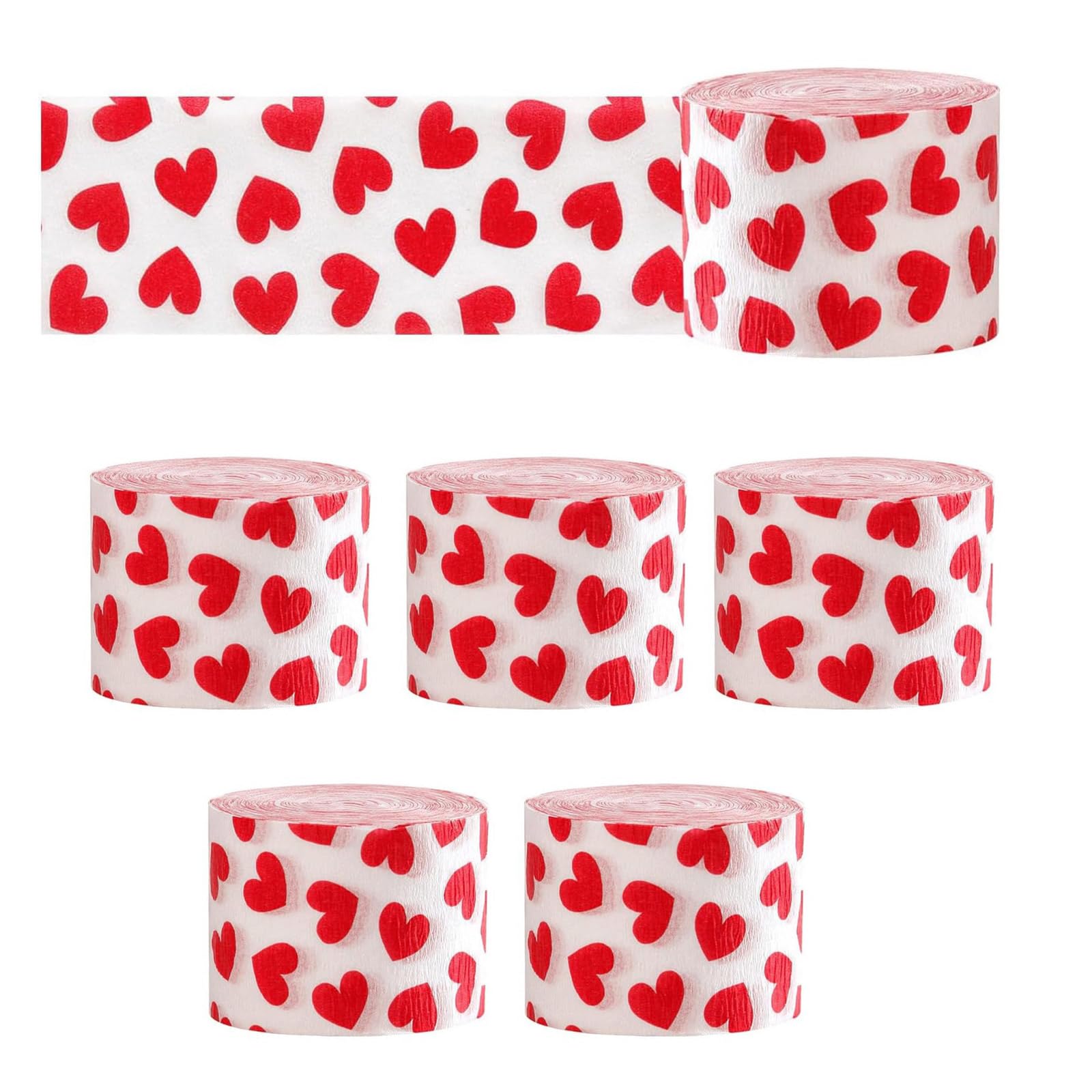 Elnwnnkc Of 6 Rolls Valentines Heart Crepe Paper Streamers Hanging Decorations Stylish Colorful Ribbon for Gift Wrapping Craft Supplies