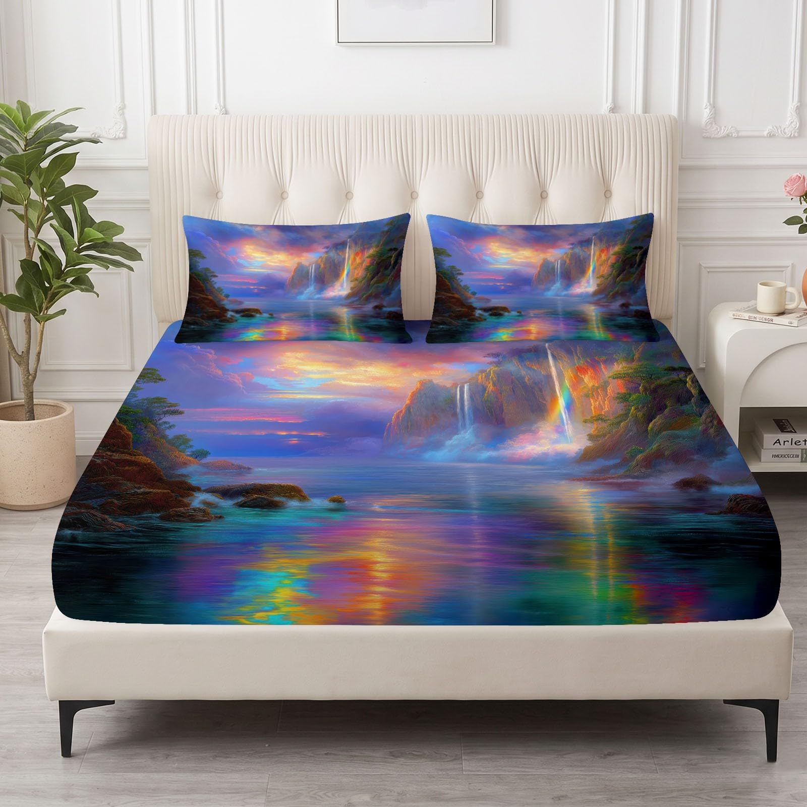 Prześcieradło z gumką 160 x 200 cm natura krajobraz prześcieradło