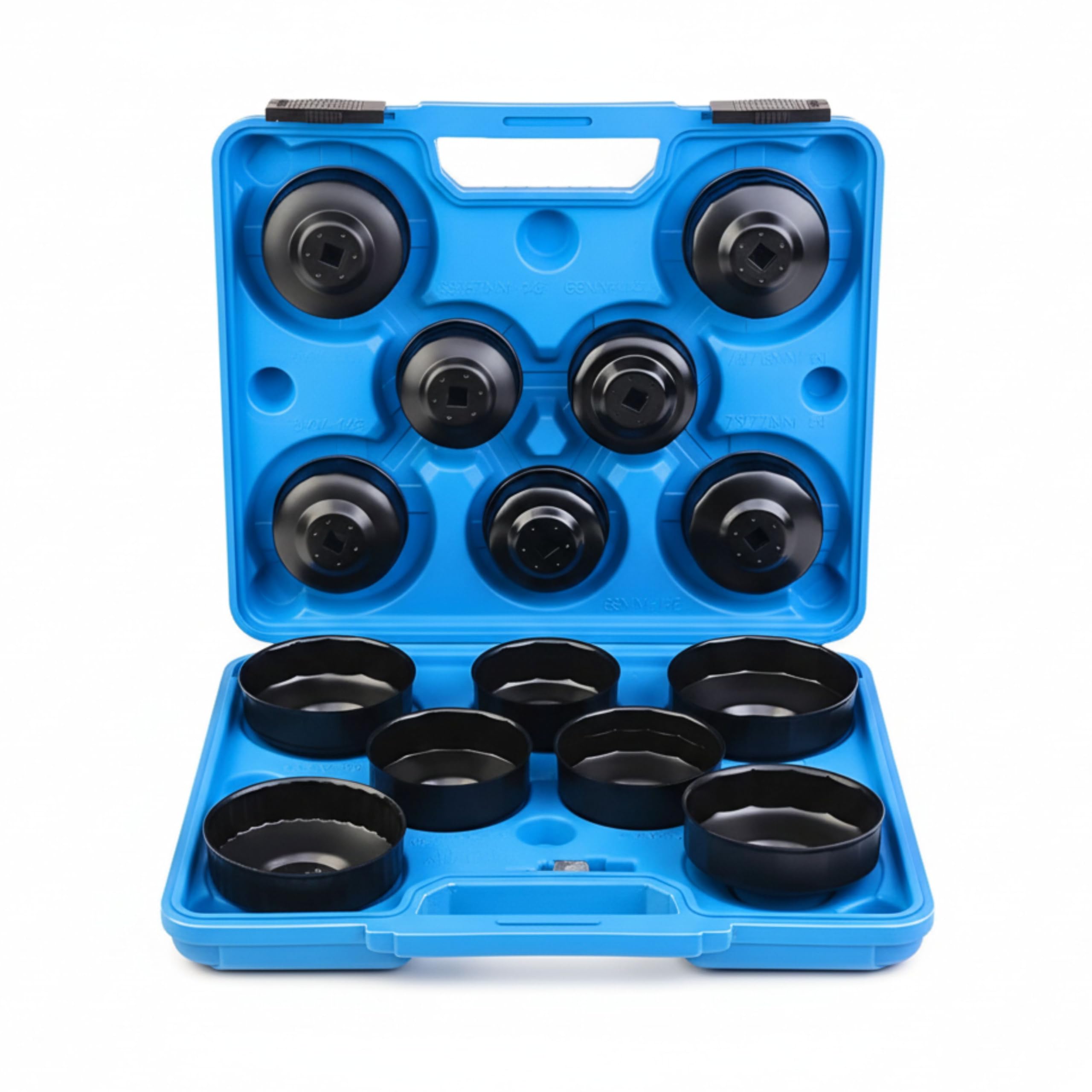 YASTA Set 14 Pezzi Chiavi A Tazza Per Filtro Olio 65-100mm Professionale Kit Smontaggio Universale Per Auto Con Valigetta Rigida e Bussola Adattatore a Crichetto