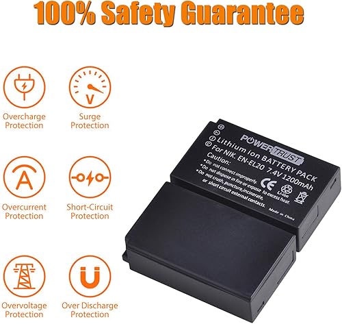 Miniatura 5 de 2 baterías de repuesto EN-EL20 + cargador USB dual para Nikon EN-EL20a, 1 J1, J2, J3, 1 S1, 1 V3,1 AW1, Coolpix A