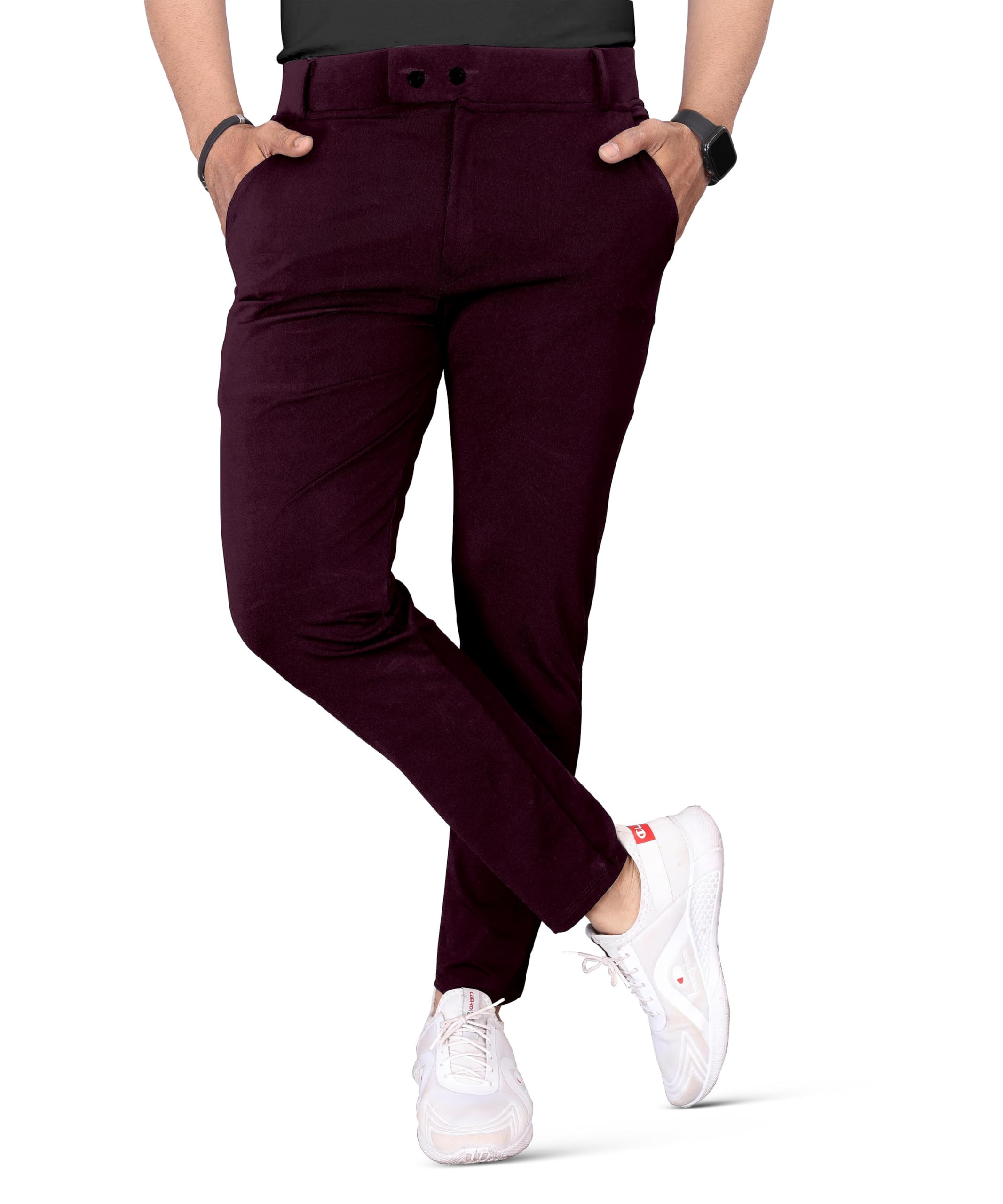 Mehrang Men's Stretchable Stretchable Formal Pant Trousers | Stylish Slim Fit Men's Wear Trousers for Office or Party | Polycotton Knitted Fabric