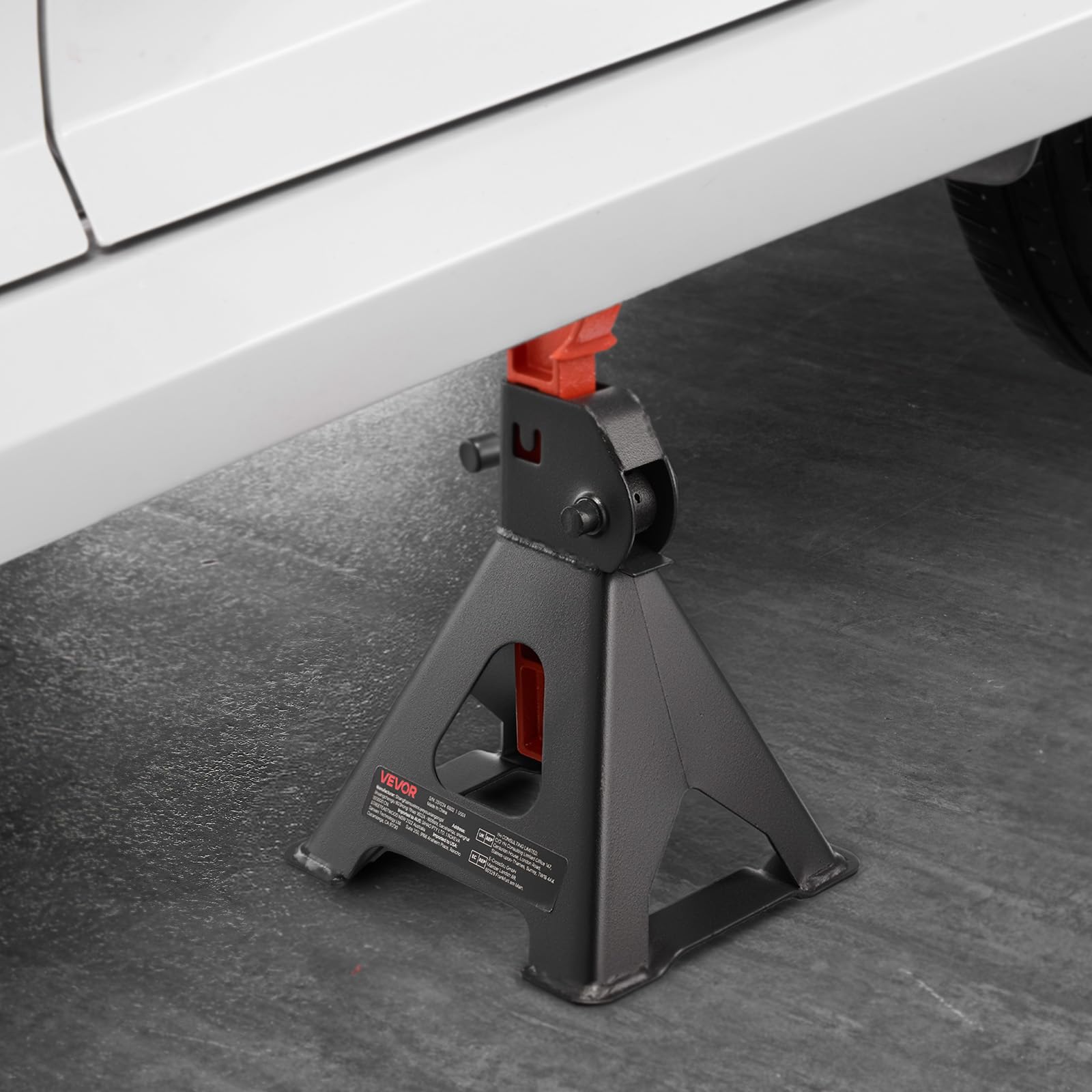 VEVOR Cavalletti di Sollevamento Capacità 3 Tonnellate, Altezza Regolabile da 275 a 415 mm, Robusti Cavalletti di Sollevamento in Acciaio con Bloccaggio, per SUV, Auto, Nero e Arancione