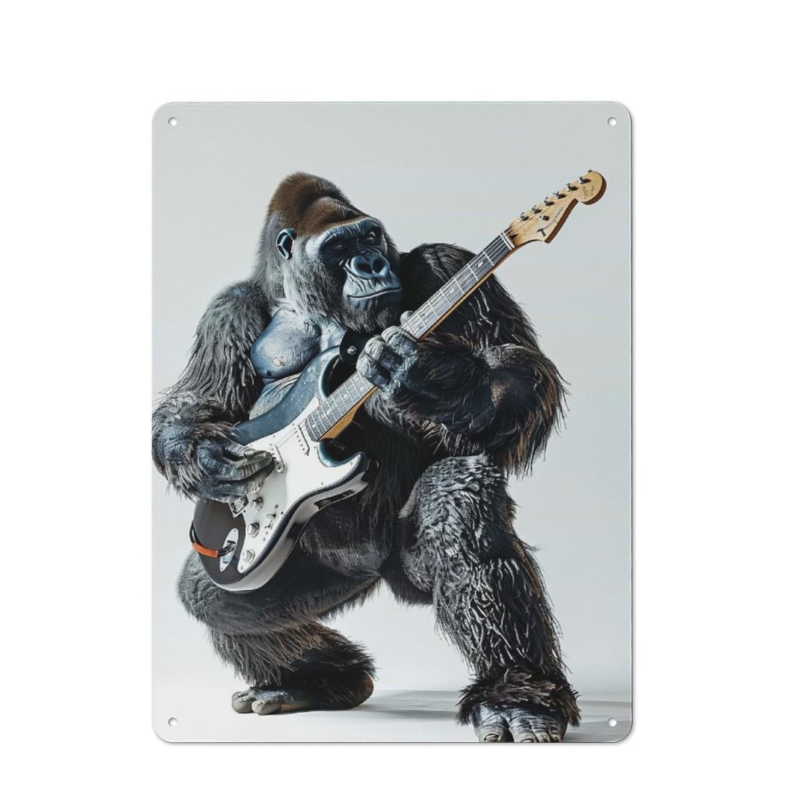 Junmoney Style-7 Tin Wall Plaque 40X30cm With Gorilla Guitar For Hobby Room Or Studio, For Kitchen, Dining Room And Home Bar Wall Decor