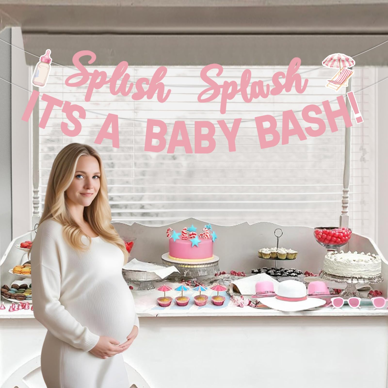 Splish Splash - Decoración para baby shower, decoración de fiesta de playa rosa, decoración de fiesta de playa Splish Splash It's a Baby Bash, decoración para niños, decoración de baby shower,