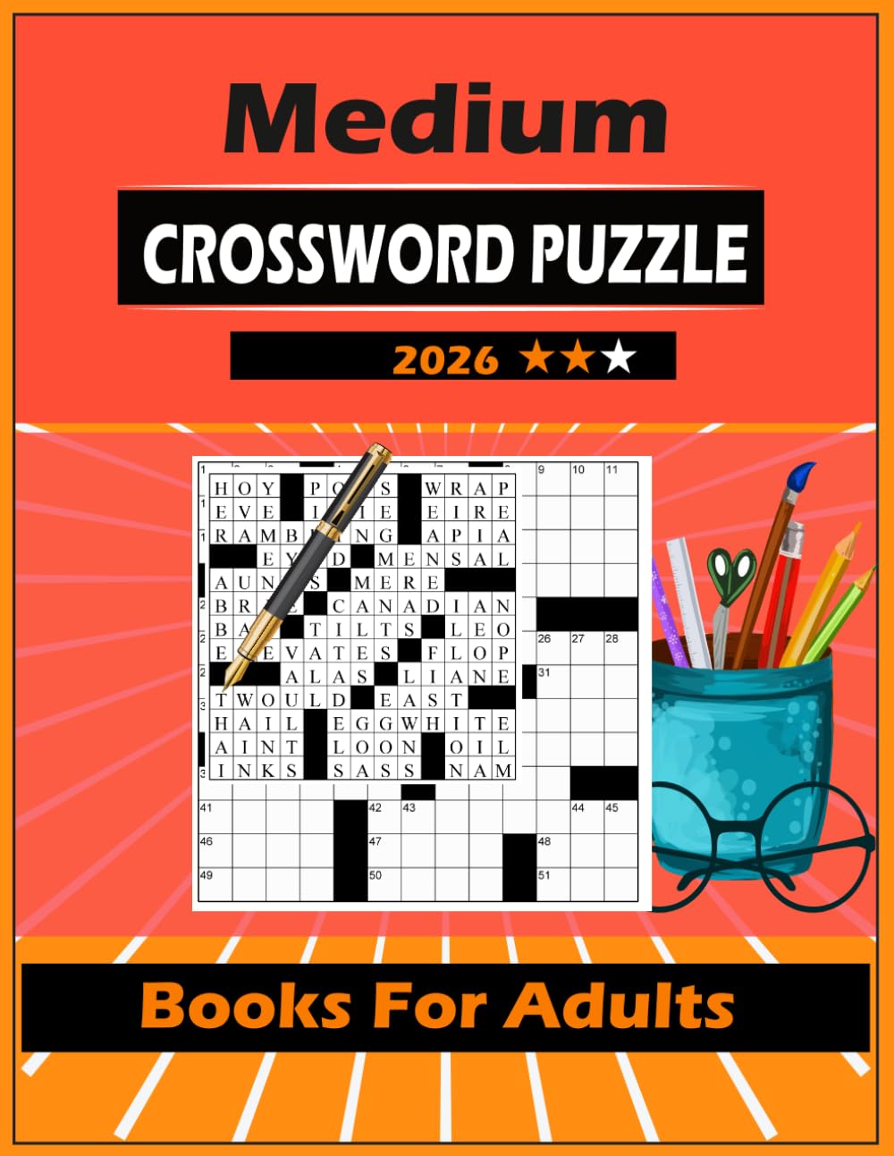 Medium Crossword Puzzle Books For Adults: Fun & Challenging Crosswords to Sharpen Your Mind – With Answers Included