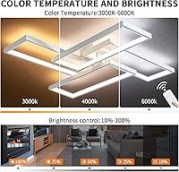 Vista 4 de Shine LUEST Moderna lámpara LED de techo, luz de techo empotrada blanca regulable de 26 pulgadas, luces de dormitorio para techo con control remoto